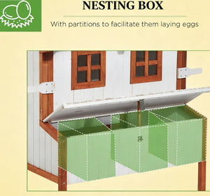 English Elm Portable Fir Wood Chicken Coop Raised Backyard Hutch with Nesting Box and Ramp T3971P432629