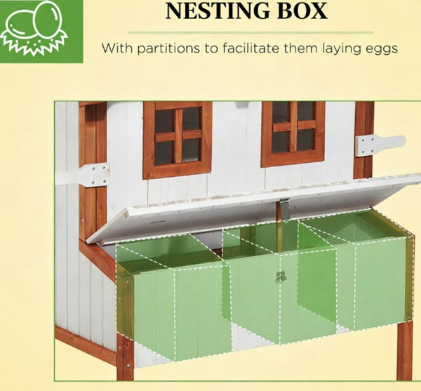 English Elm Portable Fir Wood Chicken Coop Raised Backyard Hutch with Nesting Box and Ramp T3971P432629