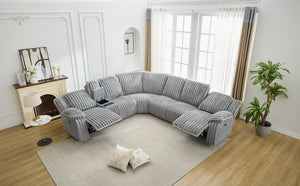 English Elm M078 Power Reclining Sectional Sofa with Dual USB Ports, Armrests & Back Reset for Ultimate Comfort Grey W1805S00081