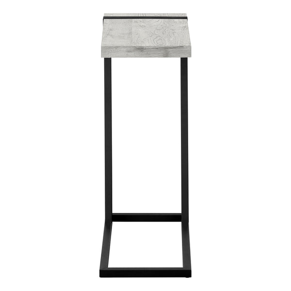 English Elm Accent C-Shaped Side Table with Reclaimed Wood-Look Top and Sleek Metal Frame for Small Spaces Grey 28 L x 13 W x 6 H B2710P219146
