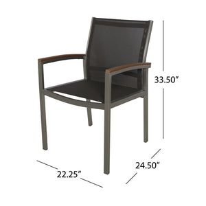 English Elm Luton Outdoor Aluminum Dining Chair with Mesh Seat and Faux Wood Armrests 62760.00