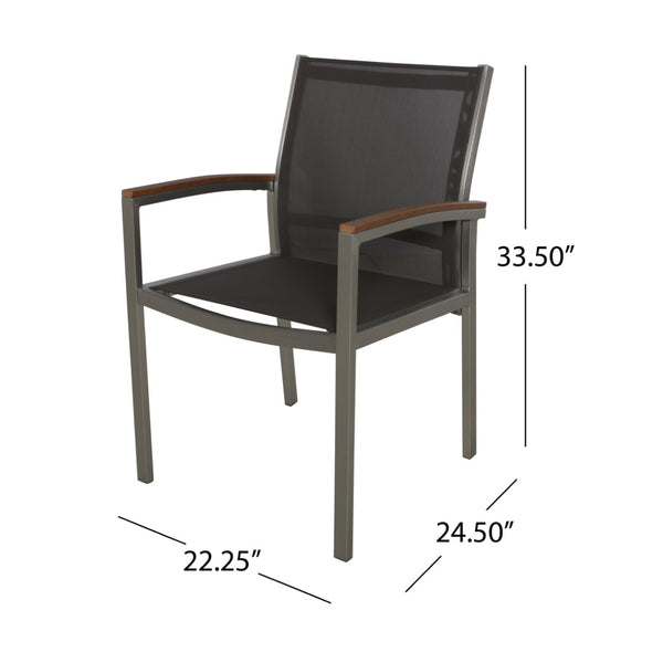 English Elm Luton Outdoor Aluminum Dining Chair with Mesh Seat and Faux Wood Armrests 62760.00