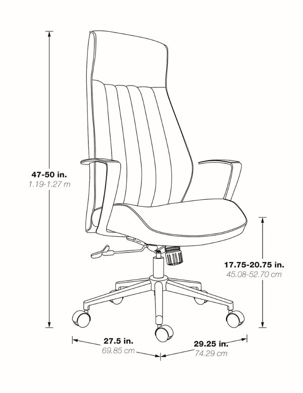 OSP Home Furnishings High Back Executive Office Chair with Antimicrobial Fabric Synchro Tilt and Chrome Base 62200C-R107