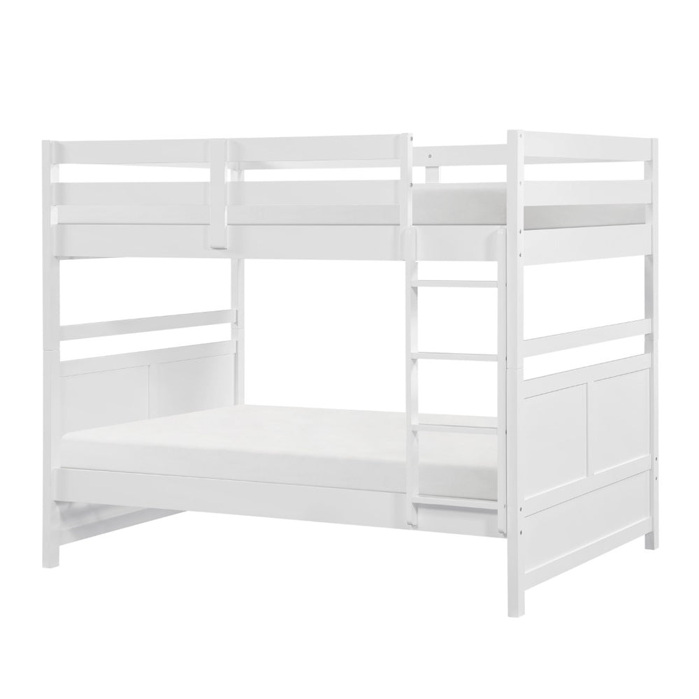 English Elm Bunk Bed Twin Over Solid Wood Frame with Guard Rails for Kids Shared Rooms White B011S02320
