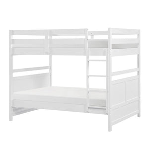 English Elm Bunk Bed Twin Over Solid Wood Frame with Guard Rails for Kids Shared Rooms White B011S02320