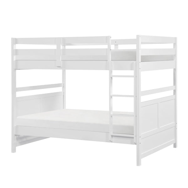 English Elm Bunk Bed Twin Over Solid Wood Frame with Guard Rails for Kids Shared Rooms White B011S02320
