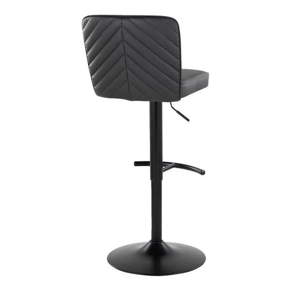 English Elm Henry Contemporary Adjustable Barstools - Set Of 2, Black Faux Leather & Metal, 360° Swivel Comfort B202S00940