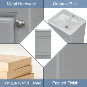 English Elm [video] Compact Sage Green Bathroom Vanity with Ceramic Sink Soft Close Cabinet Grey N759P237932E