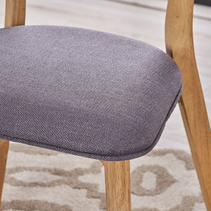 English Elm Christopher Knight Home® - Mid Century Fabric Dining Chairs with Natural Oak Finish Cushioned Back Solid Rubberwood Legs Durable Upholstery DARK GREY 61760.00OAK