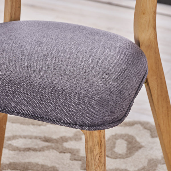 English Elm Christopher Knight Home® - Mid Century Fabric Dining Chairs with Natural Oak Finish Cushioned Back Solid Rubberwood Legs Durable Upholstery DARK GREY 61760.00OAK