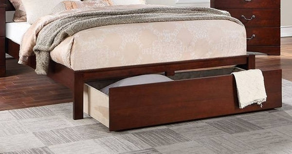 English Elm Rustic Cherry Wood Eastern King Bed Two Panel Headboard with Hidden Storage Drawer B011S02092