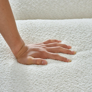 English Elm Upholstery Fabric 3+2 Arm Chair Sofa - Cozy Beige With Natural Oak Legs For Modern Living Rooms W2817S00006-GIGA