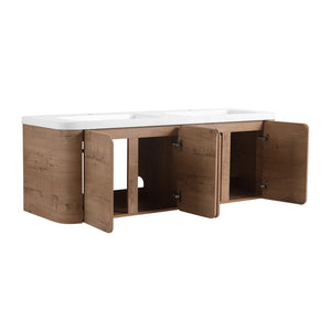 English Elm 60" Freestanding Double Sink Bathroom Vanity with Soft-close Doors and Three Drawers W999S00508
