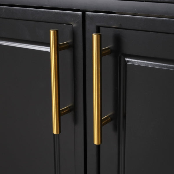 English Elm 36" Matte Freestanding Bathroom Vanity Solid Wood Cabinet Ceramic Sink Three Drawers Black N725P364205B