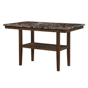 English Elm Marcello Brown Bar Table with Faux Marble Top, Solid Wood & MDF, Storage Shelf, Sturdy Contemporary Design B201P409515