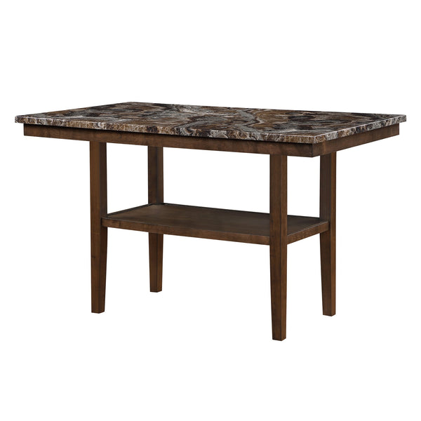 English Elm Marcello Brown Bar Table with Faux Marble Top, Solid Wood & MDF, Storage Shelf, Sturdy Contemporary Design B201P409515