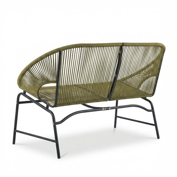 English Elm Condessa Outdoor Pe Rattan Loveseat Iron Frame Weather Resistant Patio Seating Green N775P423051G