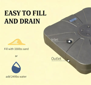 English Elm Heavy Duty Hdpe Steel Cantilever Umbrella Base with Wheels for Patio Stability T3971P426172