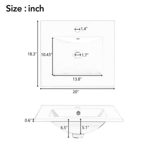 English Elm 20" Modern Bathroom Vanity with Ceramic Sink, Soft-Close Door, U-Shaped Adjustable Shelf & Door Storage Rack for Small Spaces N729P299364K