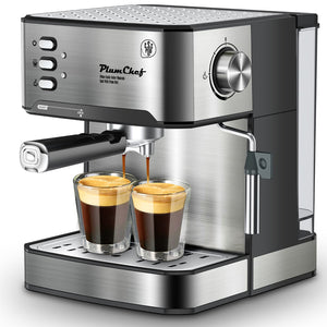 English Elm 20 Bar Stainless Steel Espresso Machine with Steam Wand for Home Barista Brewing W1002P292437