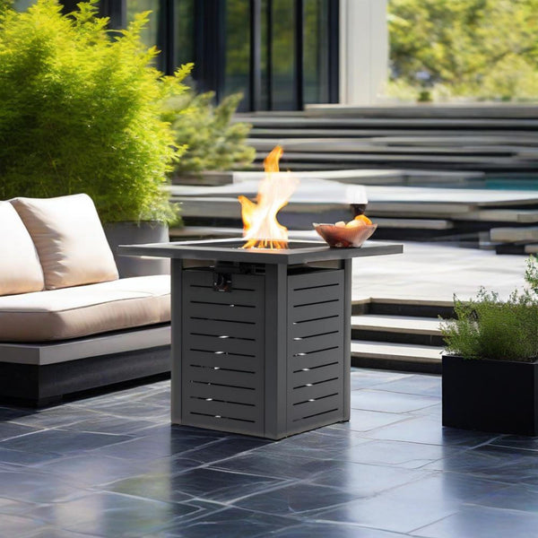 English Elm 28" Propane Fire Pit Table - 50000 Btu Steel Outdoor Heater For Patio, Deck, Garden, And Backyard W853P293853