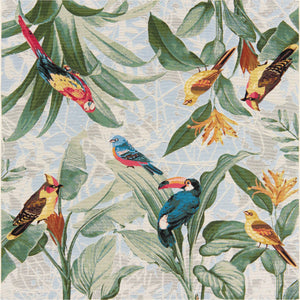 Unique Loom Outdoor Botanical Chanticleer Machine Made Animal Print Rug Multi, Blue/Ivory/Gray/Green/Light Blue/Light Brown/Light Green/Navy Blue/Red/Rust Red/Yellow 5' 4" x 6' 1"