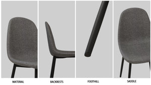 English Elm 55" Dark Wood Mdf Dining Table Set with Four Suede Chairs Matte Black Metal Base W2189S00936