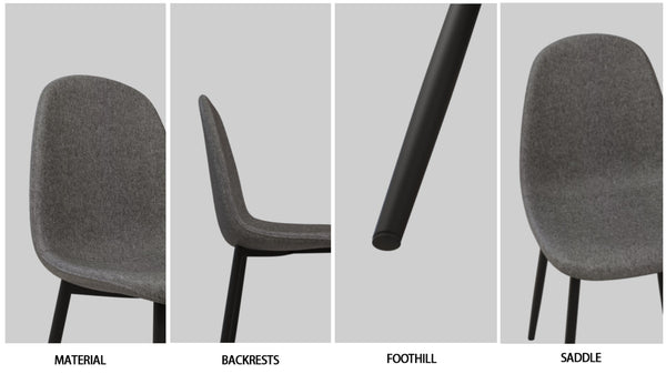 English Elm 55" Dark Wood Mdf Dining Table Set with Four Suede Chairs Matte Black Metal Base W2189S00936