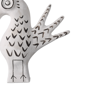 Norman the Peacock: Exquisite Handmade Porcelain Vessel with Whimsical Black Details, 12” Tall