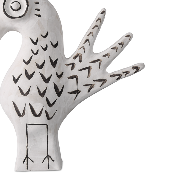 Norman the Peacock: Exquisite Handmade Porcelain Vessel with Whimsical Black Details, 12” Tall