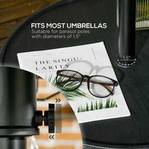 English Elm Outsunny 23.5" Portable Beach Umbrella Table Tray With Wine Holders, Towel Rack For Pool & Patio W2225P174216-GIGA