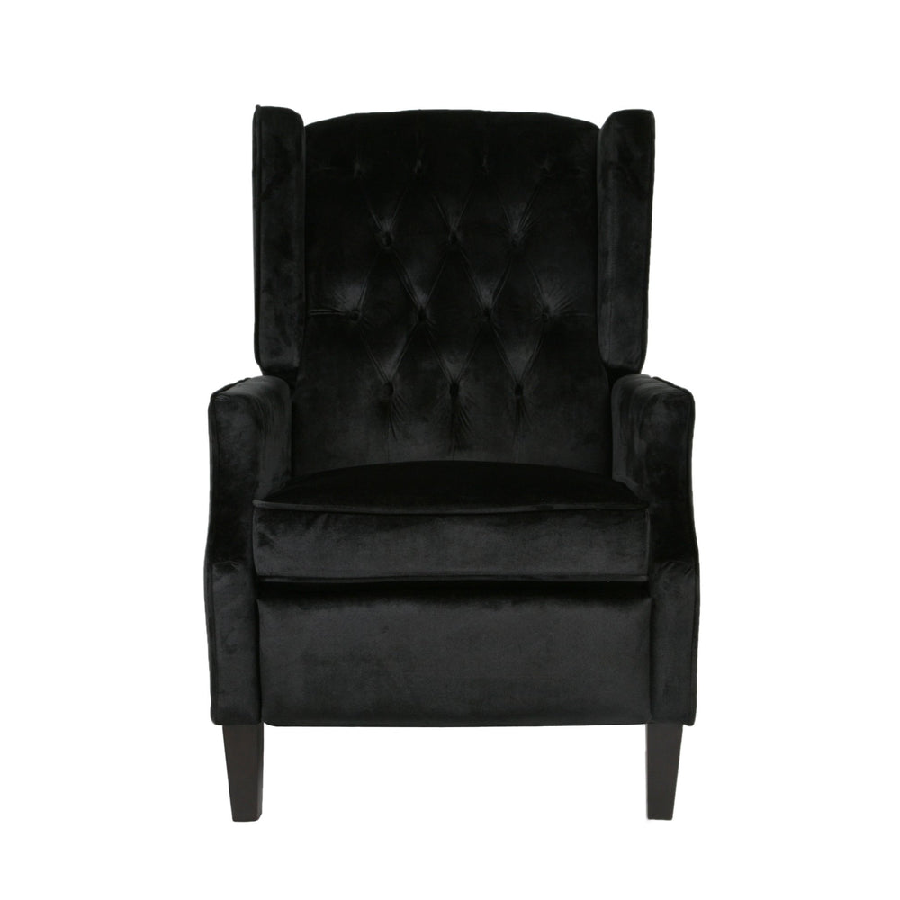 English Elm Christopher Knight Home® - Pushback Mid Century Wingback Recliner Chair with Rivet Trim, Upholstered Fabric Accent Seat for Living Room Black 63486.00NVLTBLK