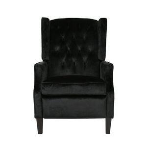 English Elm Christopher Knight Home® - Pushback Mid Century Wingback Recliner Chair with Rivet Trim, Upholstered Fabric Accent Seat for Living Room Black 63486.00NVLTBLK