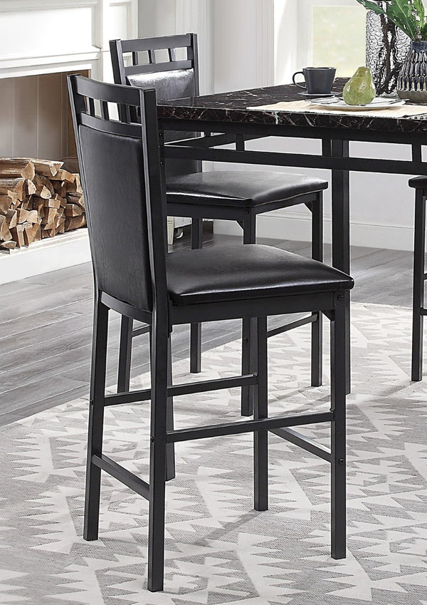 English Elm 5-piece Counter Height Dining Set Faux Marble Top Black Metal Frame Seats Four B011P474221