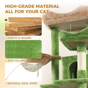 English Elm 68in Plush Six Level Cat Tower with Cave Hammocks Sisal Posts for Indoor Cats W243P351712