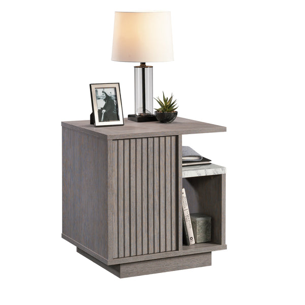 English Elm Night Stand - Stylish Brown Finish With Marble Accents, Compact Design, And Versatile Storage Solutions B356P367912