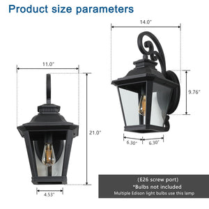 English Elm 21"(h) Matte Black Aluminum Scroll Outdoor Wall Sconce Clear Glass Lantern for Porch W2312P415981