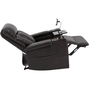 English Elm Premium Power Recliner with Storage Arms, Cupholders, Swivel Tray Table and Phone Stand for Ultimate Comfort and Convenience Brown N719S000710D