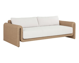 Sunpan Tibi Sofa - Curved Wicker Design With Comfortable Upholstery For Elegant Outdoor Living Spaces Cream Fabric 111861