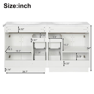 English Elm [video] 60 Inch Dual Sink Bathroom Vanity with Soft Close Doors and Mdf Cabinet N729P000017K