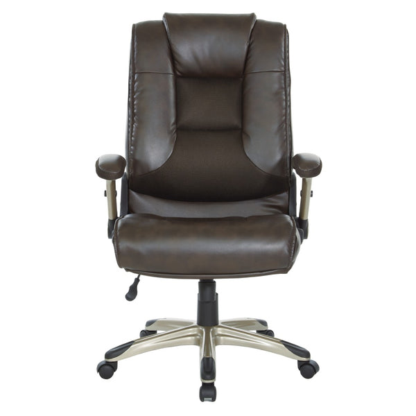 OSP Home Furnishings Exec Bonded Leather Office Chair with Lumbar Support and Ergonomic Padded Seating Espresso ECH52601-EC1