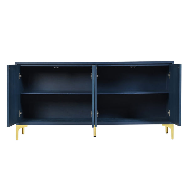 English Elm Modern 4-door Sideboard with Carved Surface, Adjustable Shelves, Spacious Storage for Entryway & Living Room W2696P280000
