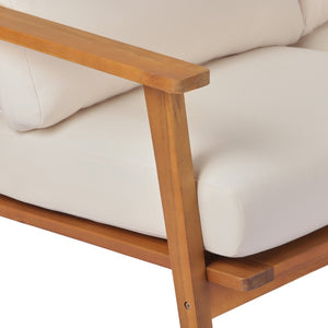 English Elm 2-piece Acacia Wood Outdoor Loveseat Set Mid-century Slatted Table All-weather Cushions N767P359941T