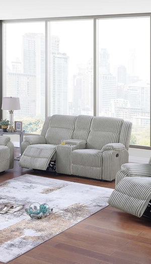 English Elm Motion Sofa Set - Cozy 3-Piece Reclining Loveseat, Sofa & Chair In Ash Corduroy For Modern Living Rooms B011S01732