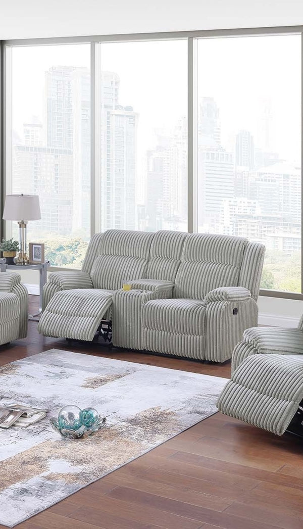 English Elm Motion Sofa Set - Cozy 3-Piece Reclining Loveseat, Sofa & Chair In Ash Corduroy For Modern Living Rooms B011S01732