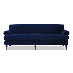 English Elm Jennifer Taylor Home - Alana Lawson Navy Blue Velvet Sofa - Elegant Three-Cushion Design For Timeless Living Room Luxury B2719P238310