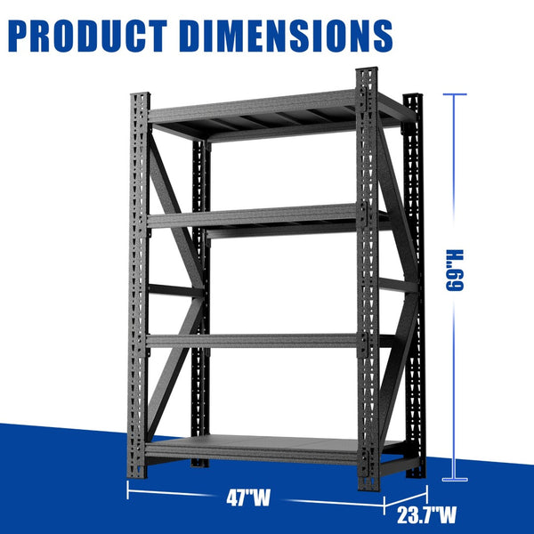 English Elm Heavy Steel Garage Shelving Unit Industrial Storage Rack 4000 Lb Welded Frame T2398P480396