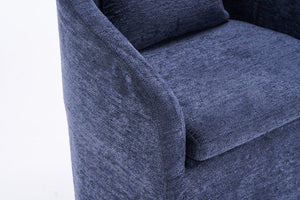 English Elm 059-Set Chenille Fabric Dining Armchair with Ergonomic Back Cushion, 360° Swivel & Smooth Wheels, Upholstered Comfort for Indoor Spaces Blue W527P242556