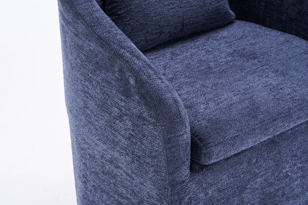 English Elm 059-Set Chenille Fabric Dining Armchair with Ergonomic Back Cushion, 360° Swivel & Smooth Wheels, Upholstered Comfort for Indoor Spaces Blue W527P242556