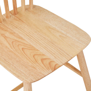 English Elm 4pieces Natural Rubber Wood Dining Chairs with Curved Backrests, 17" Seat Height, Stable Anti-Skid Feet W2720P193121